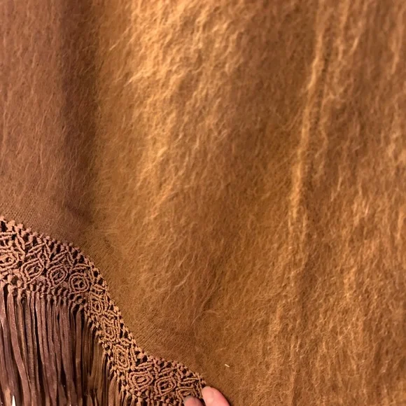 Brown Fringe Poncho - Picture 5 of 8